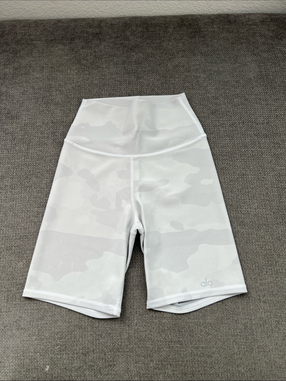 ALO Yoga High-Rise White Camo Bike Shorts
